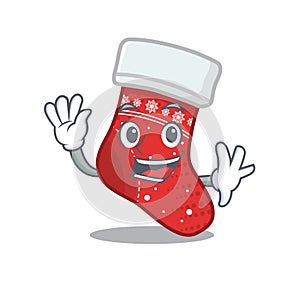 Waving christmas stocking isolated in the mascot