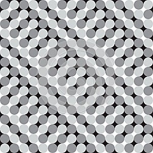 Waving Circles, Black and White Optical Illusion, Vector Seamless Pattern Background.