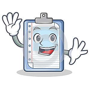 Waving clipboard character cartoon style