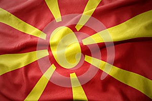 Waving colorful flag of macedonia.