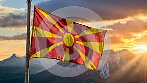 Waving colorful flag of Macedonia