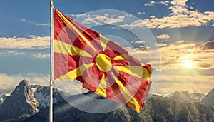 Waving colorful flag of Macedonia