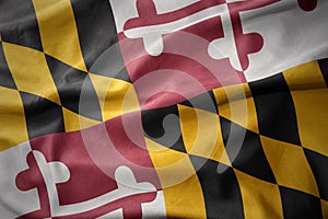 Waving colorful flag of maryland state.