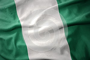 Waving colorful flag of nigeria.