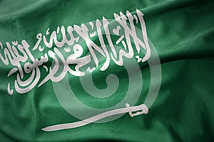 Waving colorful flag of saudi arabia.