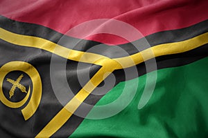 Waving colorful flag of Vanuatu.