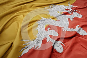 waving colorful national flag of bhutan