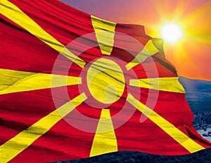 Waving colorful flag of Macedonia