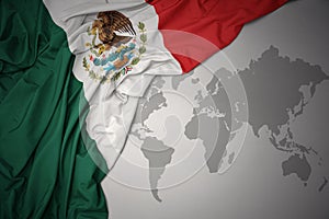 Waving colorful national flag of mexico.