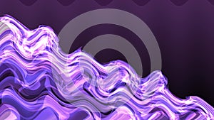 Waving crystal light, waves, 3D pink, purple on black background, abstract