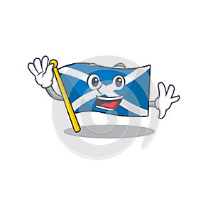 Waving cute smiley flag scotland Scroll cartoon character design