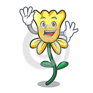 Waving daffodil flower character cartoon