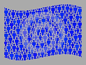 Waving Demographics Blue Flag - Mosaic with Human Icons