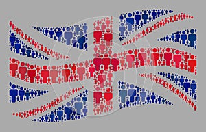 Waving Demographics Great Britain Flag - Collage of Men Elements