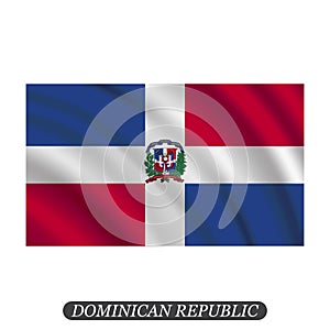 Waving Dominican Republic flag on a white background. Vector illustration