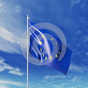 Waving European Unions flag