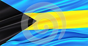 Waving Fabric Flag of bahamas, Silk Flag of bahamas.