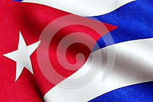 Waving fabric texture of the flag of cuba, real texture color red blue and white of cuban flag, communist dictatorship