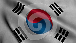 Waving Fabric Texture of the Flag of South Korea, Real Texture Waving Flag of the South Korea