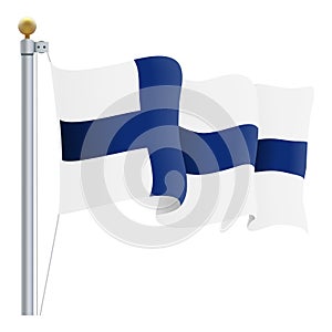 Waving Finland Flag Isolated On A White Background. Vector Illustration.