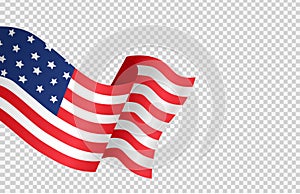 Waving flag of American isolated  on png or transparent background,Symbols of USA , template for banner,card,advertising ,promote