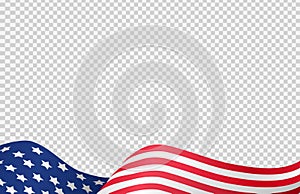 Waving flag of American isolated  on png or transparent  background,Symbols of USA , template for banner,card,advertising ,promote
