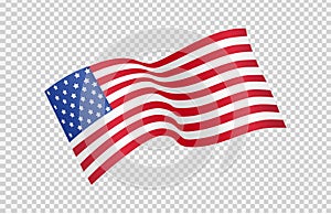 Waving flag of American isolated  on png or transparent  background,Symbols of USA , template for banner,card,advertising ,promote