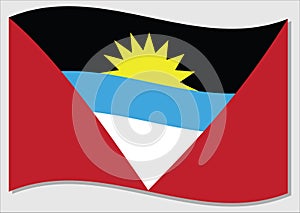 Waving flag of Antigua and Barbuda vector graphic. Waving Antiguan and Barbudan flag illustration. Antigua and Barbuda country