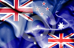 Waving flag of Australia and New Zealand