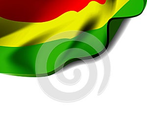 Waving flag of Bolivia close-up with shadow on white background. Vector illustration with copy space