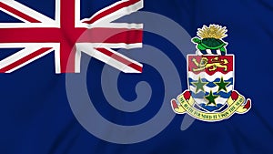 Waving flag of British Overseas Territory Cayman Islands. 3d animation in 4k video.