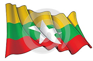 Waving Flag of Burma - Myanmar