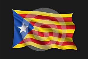 waving flag of Catalan Independentist - Estelada