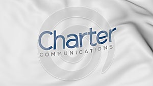 Waving flag with Charter Communications logo. Editorial 3D rendering