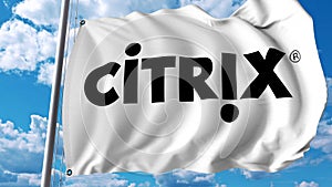 Waving flag with Citrix Systems logo. Editoial 3D rendering