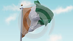 Waving Flag of Cote d'ivoire in Wind . Flag Seamless Loop Cote d'ivoire