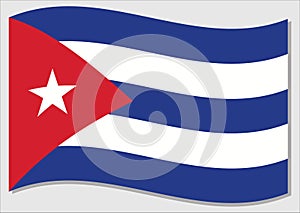 Waving flag of Cuba vector graphic. Waving Cuban flag illustration. Cuba country flag wavin in the wind is a symbol of freedom and