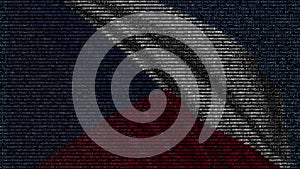 Waving flag of Czech Republic made of text symbols on a computer screen. Conceptual 3D rendering