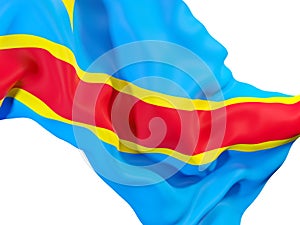 Waving flag of democratic republic of the congo