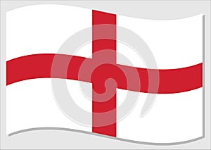 Waving flag of England vector graphic. Waving English flag illustration. England country flag wavin in the wind is a symbol of