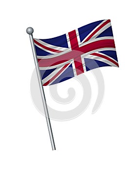 waving of flag on flagpole, Official colors and proportion correctly. vector illustration isolate on white background