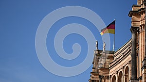 Waving flag of Germany on Maximilianeum