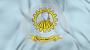 Waving flag of Gharbia governorate in Egypt. 3d animation in 4k video.