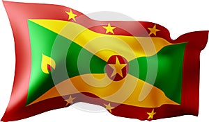 Waving flag of the Grenada. Illustration of wavy Grenada Flag. Flag on transparent background - vector illustration.