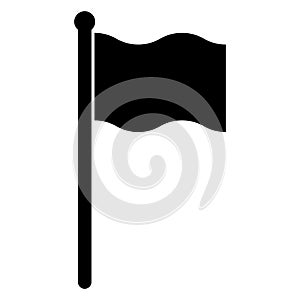 Waving flag icon. Simple style. Black silhouette. Flat icon for apps and websites. Vector illustration.