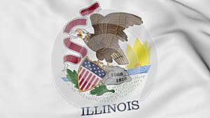 Waving flag of Illinois state. 3D rendering