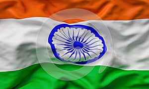 Waving flag of india closeup