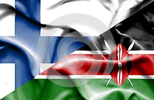 Waving flag of Kenya and Finland