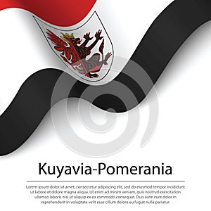 Waving flag of Kuyavian-Pomeranian voivodship is a region of Pol