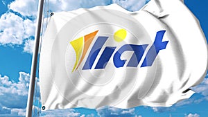 Waving flag with Liat logo. 3D rendering